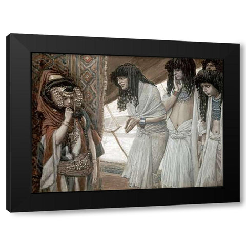 Egyptians Admire Sarahs (Sarai) Beauty Black Modern Wood Framed Art Print by Tissot, James