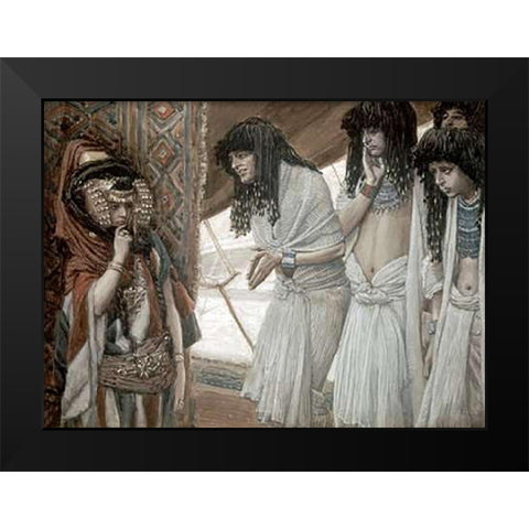 Egyptians Admire Sarahs (Sarai) Beauty Black Modern Wood Framed Art Print by Tissot, James