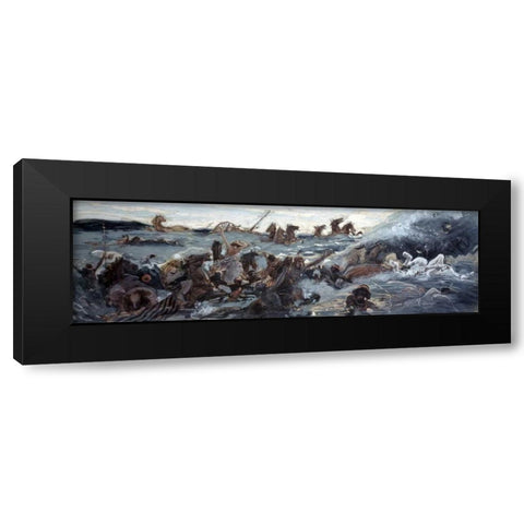 Egyptians Are Destroyed Black Modern Wood Framed Art Print with Double Matting by Tissot, James Jacques