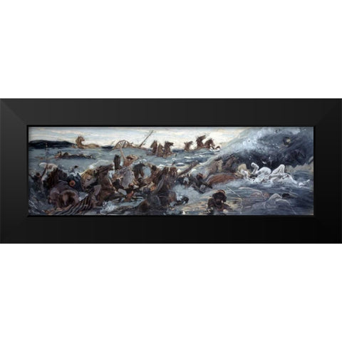 Egyptians Are Destroyed Black Modern Wood Framed Art Print by Tissot, James Jacques