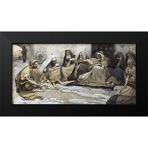 Elders at The Gate Black Modern Wood Framed Art Print by Tissot, James