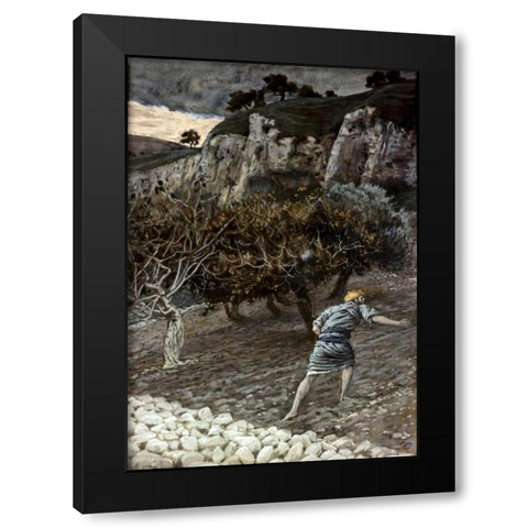 Enemy Sowing Tares Black Modern Wood Framed Art Print with Double Matting by Tissot, James Jacques