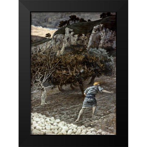 Enemy Sowing Tares Black Modern Wood Framed Art Print by Tissot, James Jacques