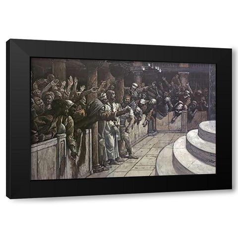 False Witness Before Caiaphas Black Modern Wood Framed Art Print with Double Matting by Tissot, James