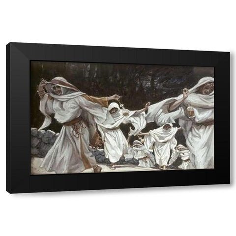 Foolish Virgins Black Modern Wood Framed Art Print with Double Matting by Tissot, James