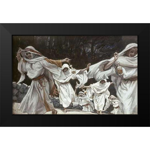 Foolish Virgins Black Modern Wood Framed Art Print by Tissot, James