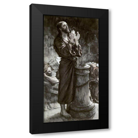 Friday Morning: Jesus In Prison Black Modern Wood Framed Art Print by Tissot, James Jacques