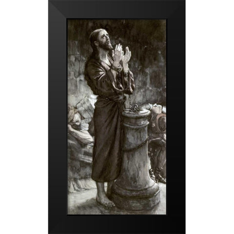 Friday Morning: Jesus In Prison Black Modern Wood Framed Art Print by Tissot, James Jacques