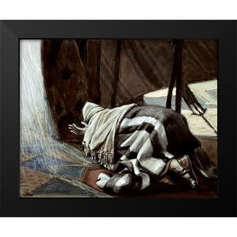 Gods Promise To Abraham Black Modern Wood Framed Art Print by Tissot, James