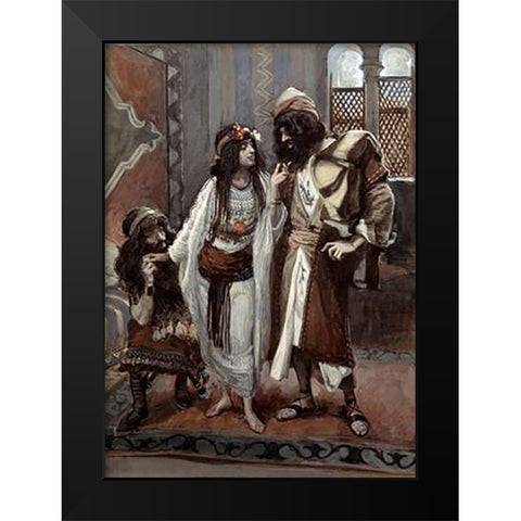 Harlot of Jericho and The Two Spies Black Modern Wood Framed Art Print by Tissot, James