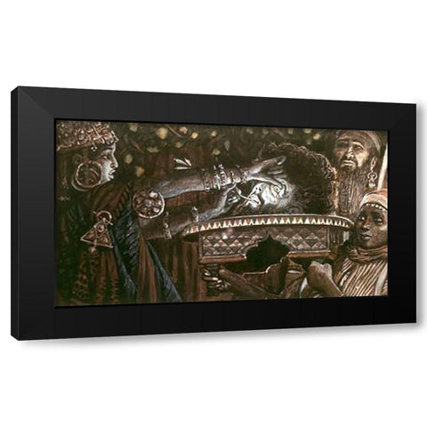 Head of John The Baptist On a Charger Black Modern Wood Framed Art Print with Double Matting by Tissot, James