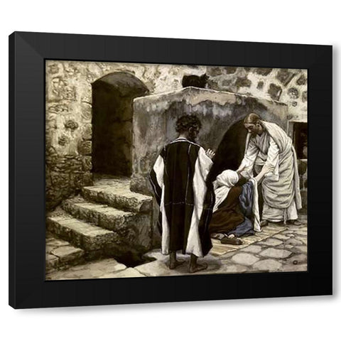 Healing of Simons Mother-In-Law Black Modern Wood Framed Art Print with Double Matting by Tissot, James