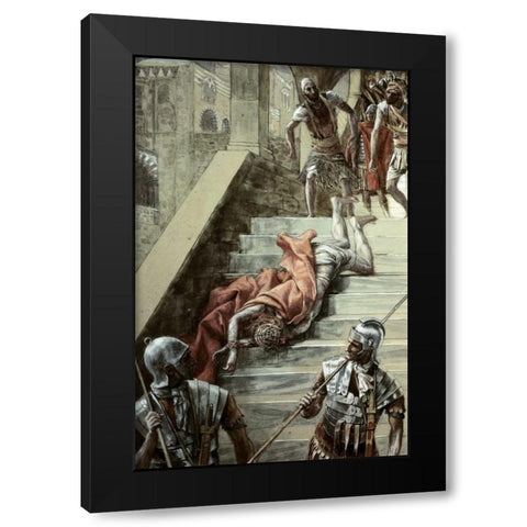 Holy Stair Black Modern Wood Framed Art Print with Double Matting by Tissot, James Jacques