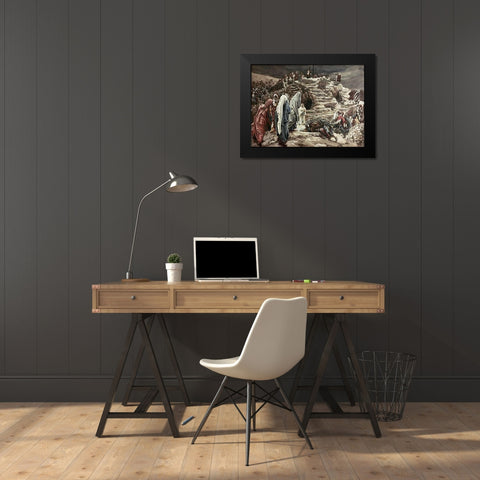 Holy Women Look On From Afar Black Modern Wood Framed Art Print by Tissot, James