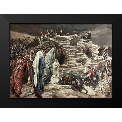 Holy Women Look On From Afar Black Modern Wood Framed Art Print by Tissot, James