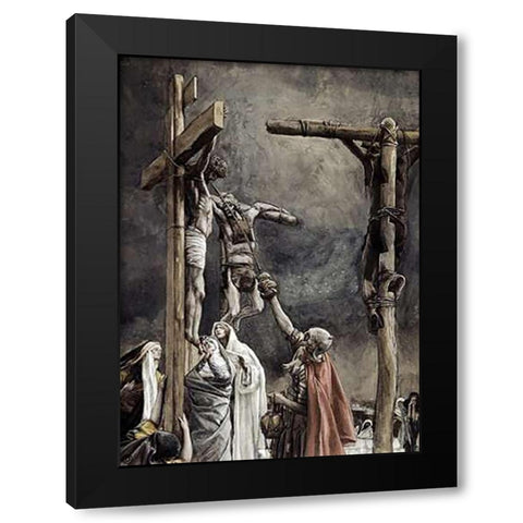 I Thirst, Vinegar Given To Jesus Black Modern Wood Framed Art Print by Tissot, James