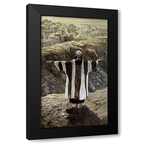 I Will Worship Toward thy Temple Black Modern Wood Framed Art Print by Tissot, James