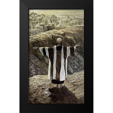 I Will Worship Toward thy Temple Black Modern Wood Framed Art Print by Tissot, James