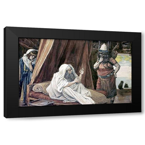 Isaac Sends Esau To Hunt Black Modern Wood Framed Art Print with Double Matting by Tissot, James
