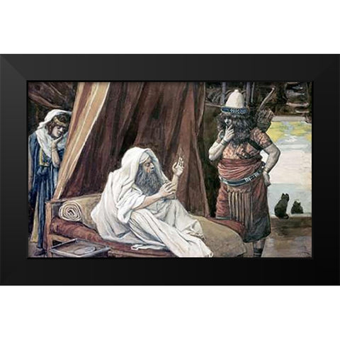 Isaac Sends Esau To Hunt Black Modern Wood Framed Art Print by Tissot, James