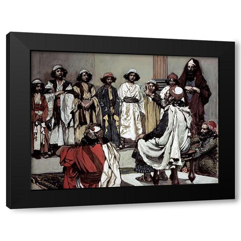 Jesse Presents His Sons To Samuel Black Modern Wood Framed Art Print by Tissot, James