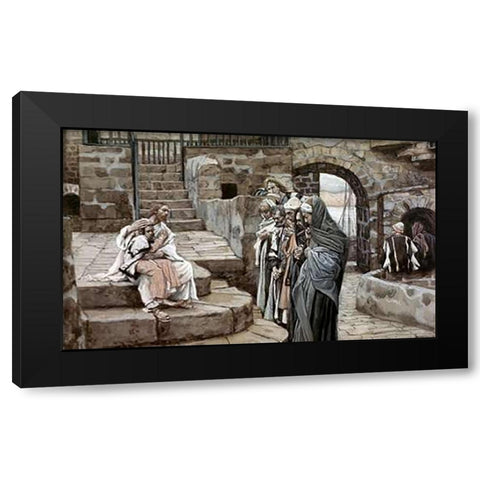 Jesus and The Little Child Black Modern Wood Framed Art Print with Double Matting by Tissot, James