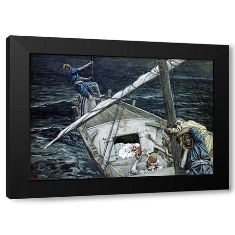 Jesus Asleep During The Storm Black Modern Wood Framed Art Print with Double Matting by Tissot, James