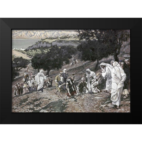 Jesus Healing The Lame and The Blind Black Modern Wood Framed Art Print by Tissot, James Jacques