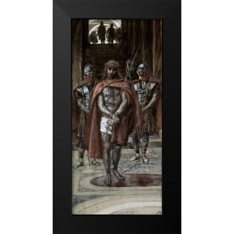 Jesus Leaves The Judgement Hall Black Modern Wood Framed Art Print by Tissot, James Jacques