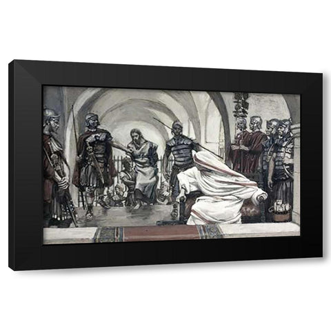 Jesus Led Back From Herod To Pilate Black Modern Wood Framed Art Print with Double Matting by Tissot, James