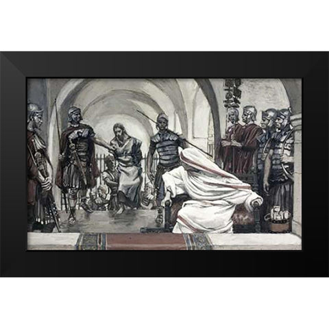 Jesus Led Back From Herod To Pilate Black Modern Wood Framed Art Print by Tissot, James