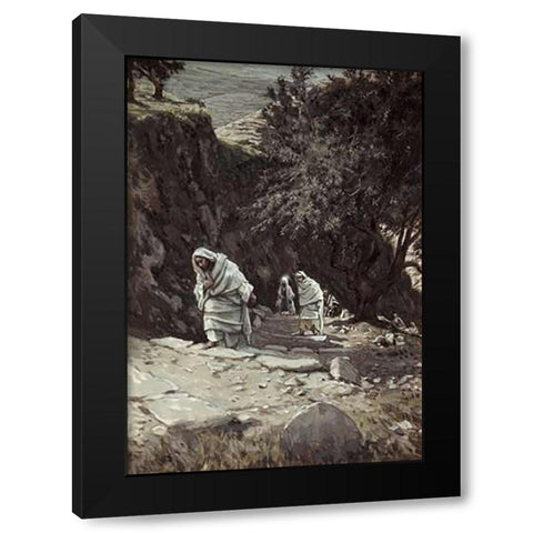 Jesus On His Way To Ephraim Black Modern Wood Framed Art Print with Double Matting by Tissot, James