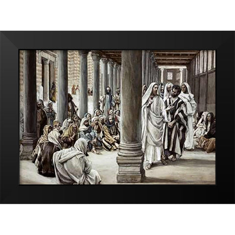 Jesus Walking On Solomons Porch Black Modern Wood Framed Art Print by Tissot, James