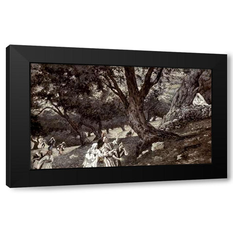 Jesus Went Out To a Desert Place Black Modern Wood Framed Art Print by Tissot, James