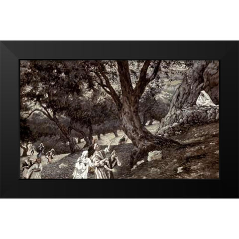 Jesus Went Out To a Desert Place Black Modern Wood Framed Art Print by Tissot, James