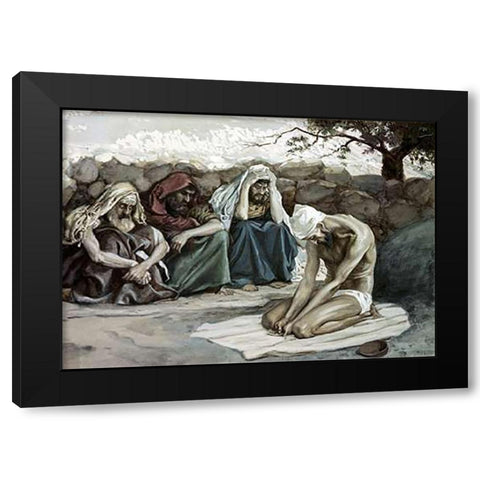 Job and His Three Friends Black Modern Wood Framed Art Print with Double Matting by Tissot, James