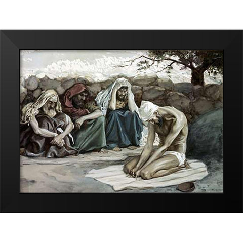 Job and His Three Friends Black Modern Wood Framed Art Print by Tissot, James