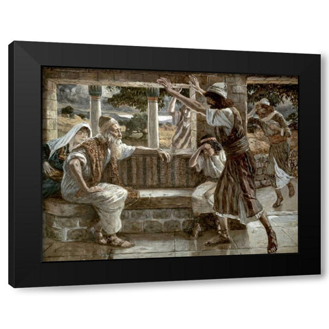 Job Hears Bad Tidings Black Modern Wood Framed Art Print with Double Matting by Tissot, James Jacques