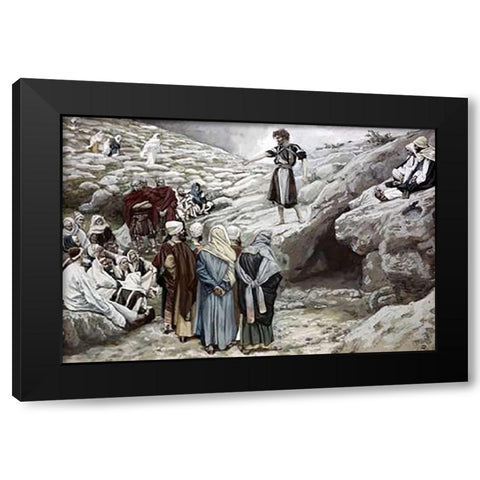 John The Baptist and The Pharisees Black Modern Wood Framed Art Print by Tissot, James