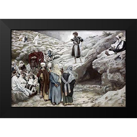 John The Baptist and The Pharisees Black Modern Wood Framed Art Print by Tissot, James