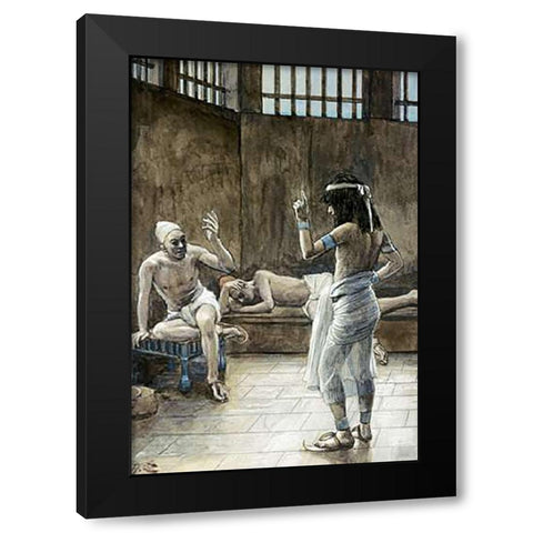 Joseph Interprets The Dreams Whilst In Prison Black Modern Wood Framed Art Print by Tissot, James