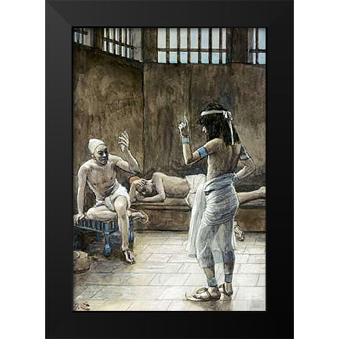 Joseph Interprets The Dreams Whilst In Prison Black Modern Wood Framed Art Print by Tissot, James
