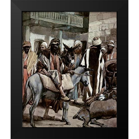 Joseph Sends His Brethren Away With Full Sacks Black Modern Wood Framed Art Print by Tissot, James