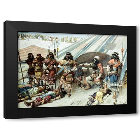 Joshua and The Five Kings Black Modern Wood Framed Art Print by Tissot, James
