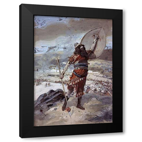 Joshua Gives The Signal For The Attack Black Modern Wood Framed Art Print by Tissot, James