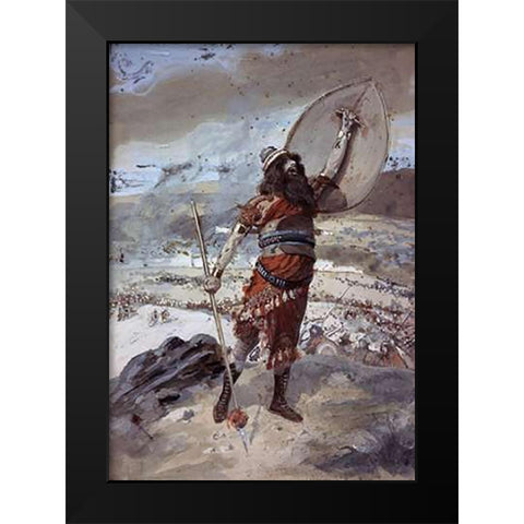Joshua Gives The Signal For The Attack Black Modern Wood Framed Art Print by Tissot, James