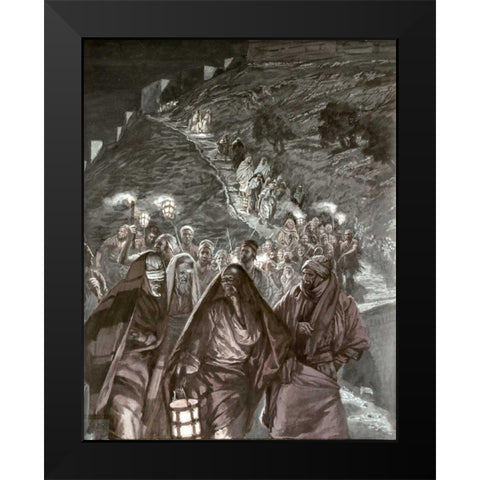 Judas and The Multitudes With Swords Black Modern Wood Framed Art Print by Tissot, James Jacques