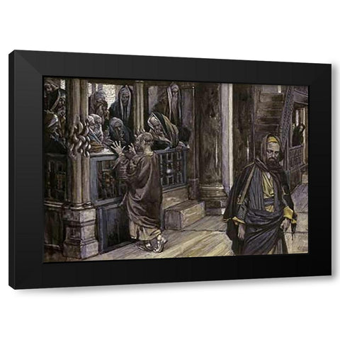 Judas Goes To The High Priests Black Modern Wood Framed Art Print by Tissot, James