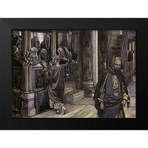 Judas Goes To The High Priests Black Modern Wood Framed Art Print by Tissot, James