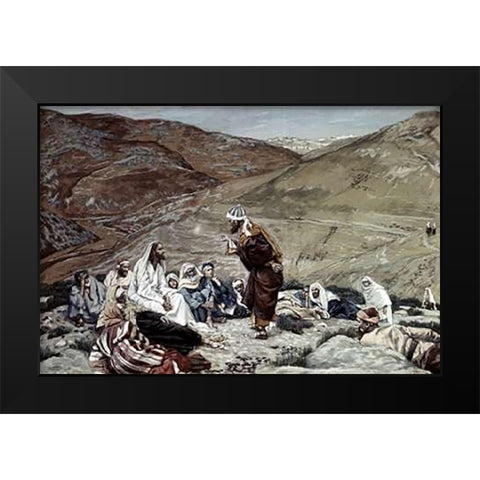 Lawyer Standing Up and Tempting Jesus Black Modern Wood Framed Art Print by Tissot, James